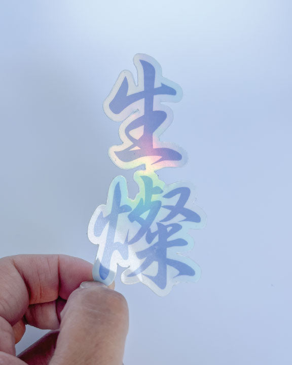 Custom Japanese Name Holographic Stickers, Pastel color stickers, Personalised  Japanese Name, Waterproof Vinyl, Gift for him, WabiSabi